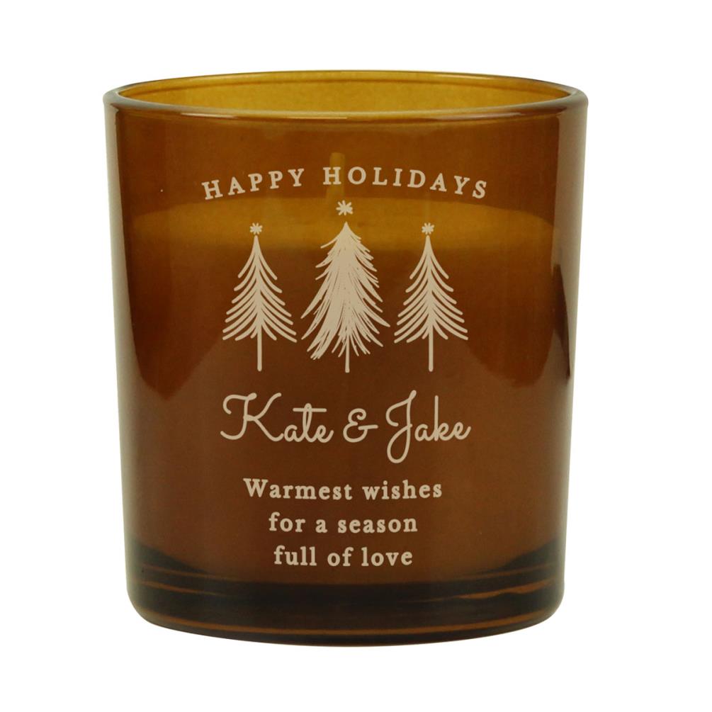 Personalised Christmas Tree Amber Glass Candle £8.99